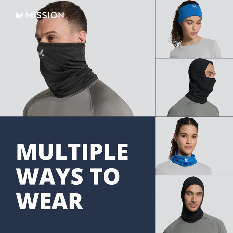 MISSION Cooling Multi-Use Neck Gaiter Face Mask, UPF 50, Breathable Lightweight Fabric, Cools Up to 2 Hours (Blue) - Image 2